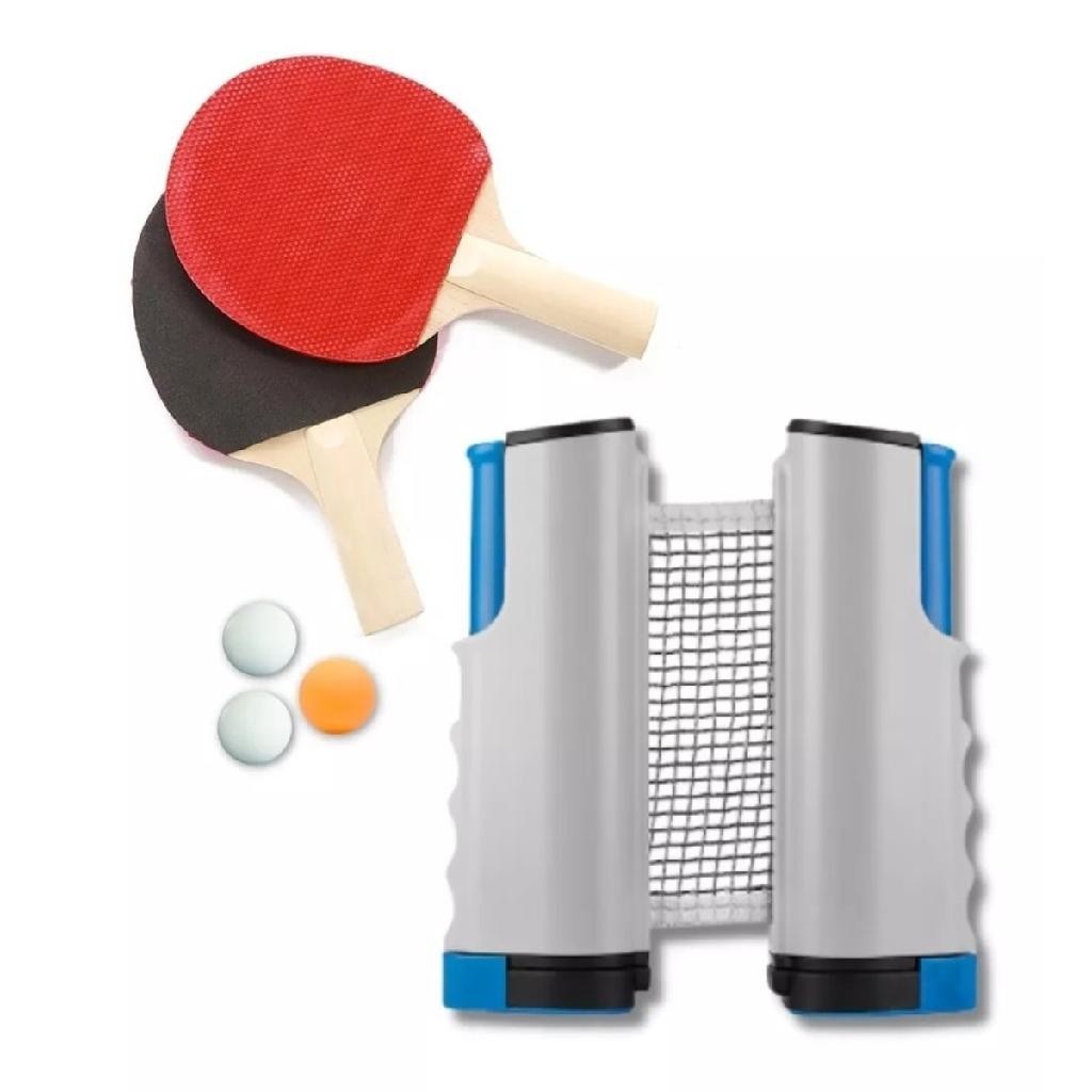 Kit Tênis De Mesa / Ping Pong Portátil Completo + 3 Bolas