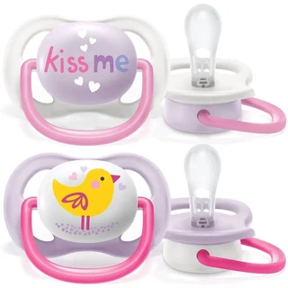 2 Chupetas Ultra Air Passarinho & Kiss Me 0-6M Philips Avent - Menina