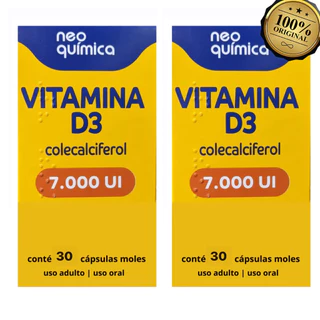 Kit 2 Caixas Vitamina D3 7.000ui Com 30 Cápsulas Cada Caixa