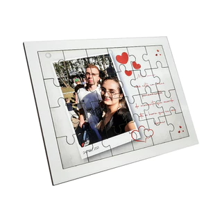 Quebra Cabeça Personalizado Casal Dia dos Namorados 24 Peças Mdf Madeira Adesivado