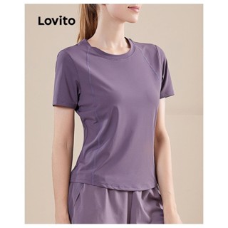 Lovito Camiseta Esportiva B Sica Com Malha Lisa E Esportiva Para Mulheres Lnl Shopee Brasil