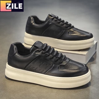 Sapatos Casuais Esportivos Homens Tênis de Couro Macio Respirável Sapatos Brancos de Couro Esportivo