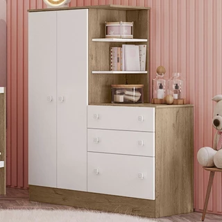 Guarda-Roupa Infantil com Cômoda Doce Sonho 2 Portas 3 Gavetas