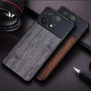 capa De Couro Para Xiaomi Poco F6 Pro M6 4G Padrão De Madeira De Bambu De Luxo X6