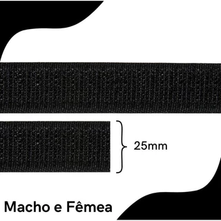 Fita Fecho De Contato 25mm X 5 Metros Macho E Fêmea Premium - Tipo Velcro