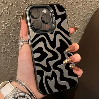 Capa De Telefone Com Textura Fosca Padrão De Listras Para iPhone 16 15 14 13 12 11 Pro Max XR X XS 7 8 14 15 Plus SE2 Luxo IMD Chapeamento De Metal Traseira Rígida