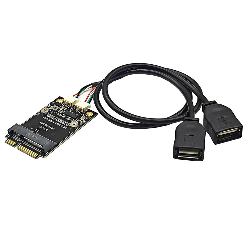 NOVO Mini PCIE para Dual Port USB2.0 Cartão Adaptador Riser com 30CM ...