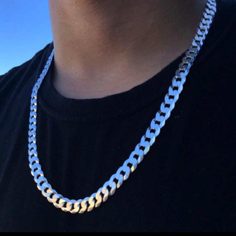 Corrente Grume Masculina Prata mista gravação 925 8mm 70cm Nacional