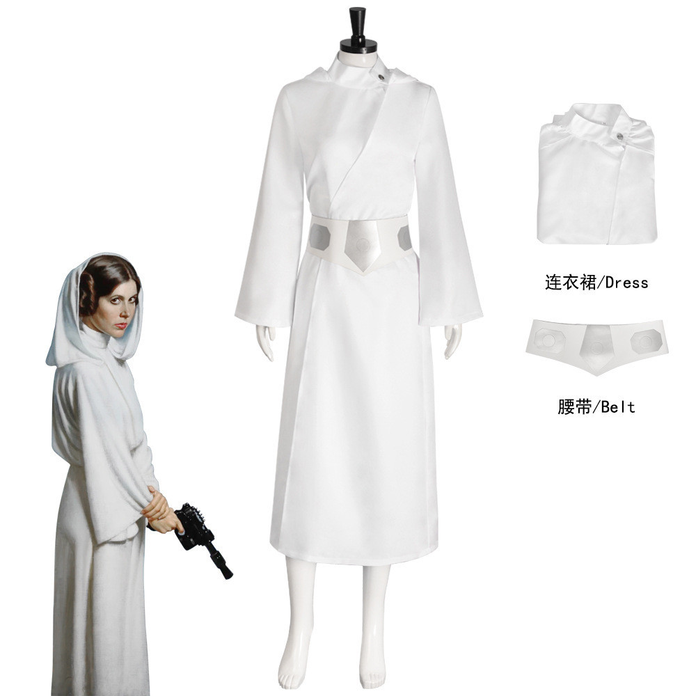 Star Wars cos Princesa Leia O Vestido Longo Branco cosplay Fantasia De  Halloween | Shopee Brasil