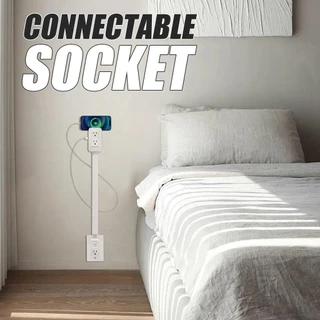 Extensor De Tomada Telescópico , Para Tomadas Difíceis De Alcance , Duas Portas USB , Adaptador De Extensão Atrás Dos So
