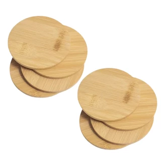 Kit 8 Porta Copos De Bambu Redondo Organico Natural - OIKOS
