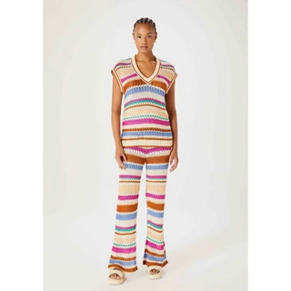 Calça Feminina Pantalona Cintura Alta Em Tricô Hering em Oferta na Shopee