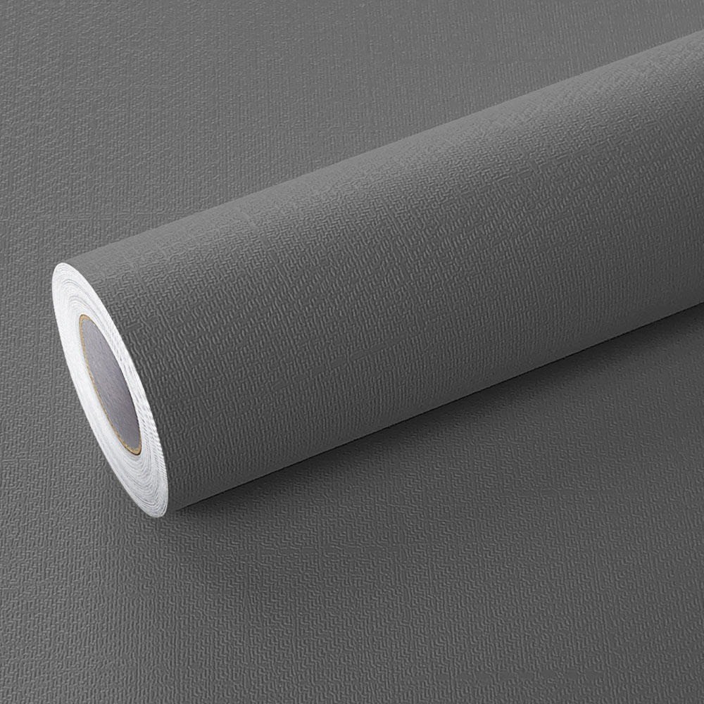 Papel d Parede Adesivo Lavavel Textura Linho Cinza Escuro 5M