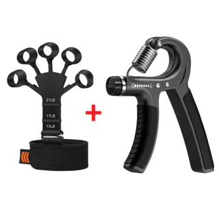 Kit Hand Grip de Dedo + Flexor de Punho Ajustável Fisioterapia Exercício para Mãos