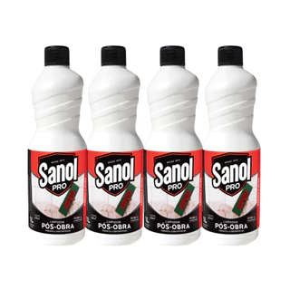 Kit 4 Limpador Pos Obra Remove Cimento Sanol Pro 1L