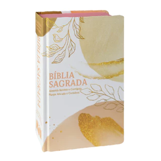 Bíblia Sagrada Folhagens Rosa | ARC | Letra Grande| Capa Dura | Harpa Avivada e Corinhos