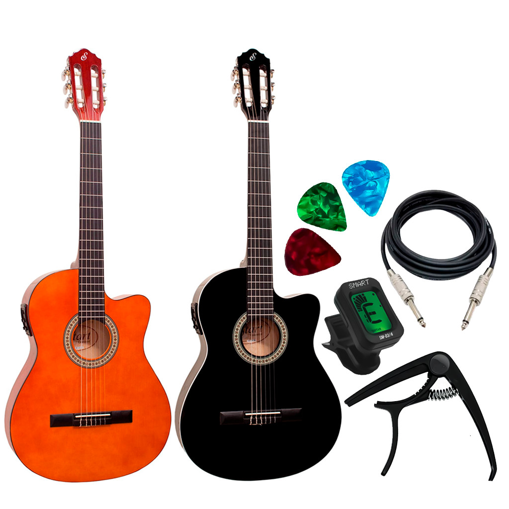 Kit Violão Profissional Eletroacústico Giannini SF-14 Cordas Aço ...
