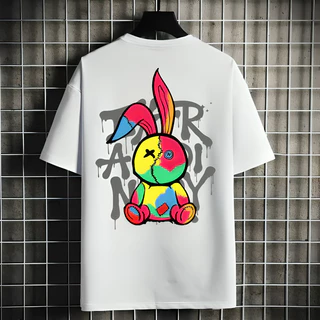 Camiseta Unissex Coelho Graffiti 100% Algodão Camisa Alta Qualidade