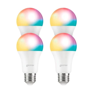 KIT com 4 Lâmpadas Inteligente 9W Rgb Wi-fi E27 Geonav