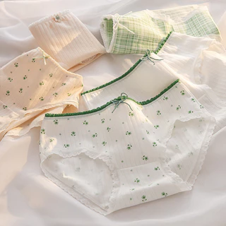 Simples Pequenas Flores Estudantes Roupa Íntima De Algodão Calcinha Respirável Meninas Calças Femininas