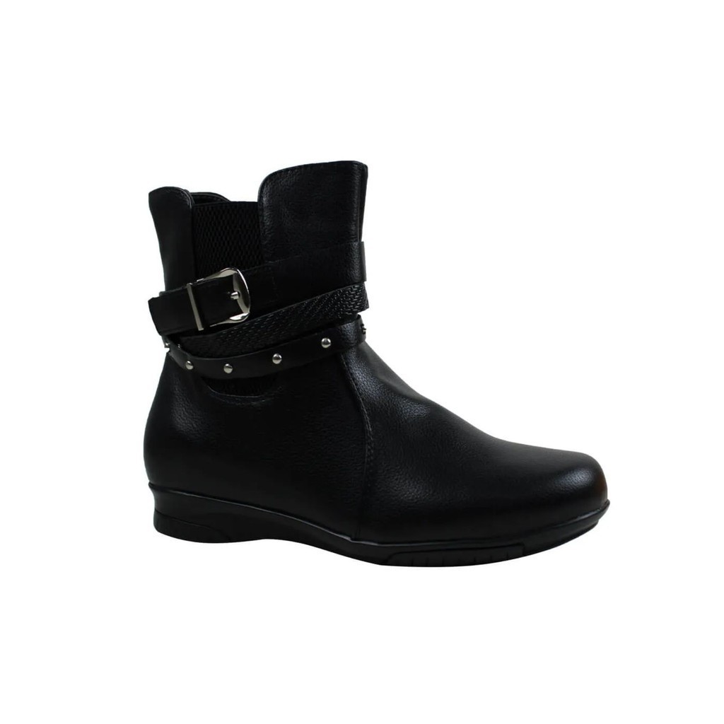Bota Feminina Cano Curto Flat Antiderrapante Confortável Elàstico e Zíper Mooncity