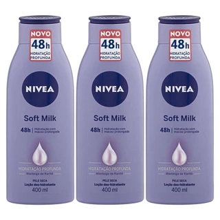 Kit 3 und Loção Hidratante Nívea Soft Milk 400ml em Oferta na Shopee