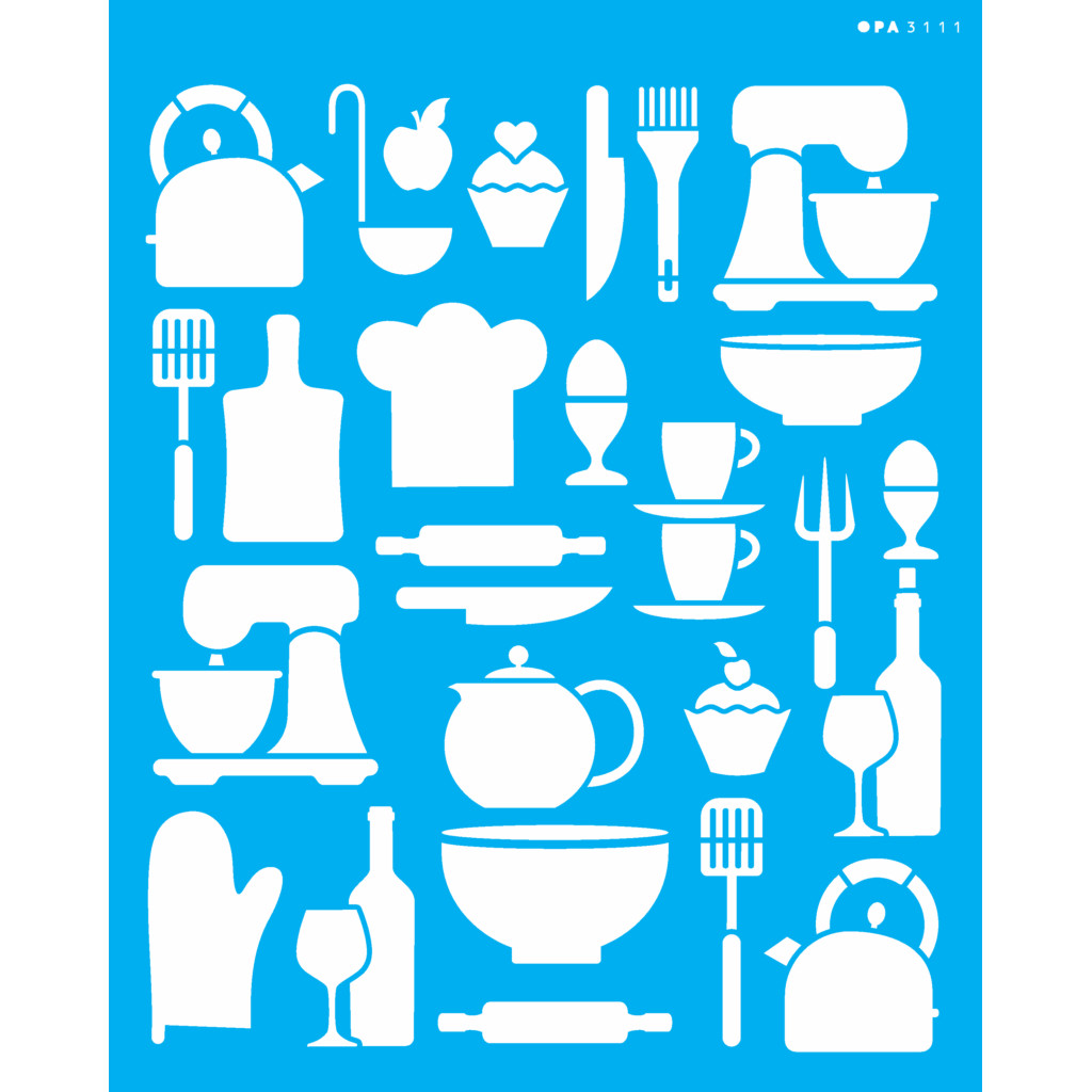 Stencil OPA 3111- Culinária Estamparia Utensílios 20×25cm