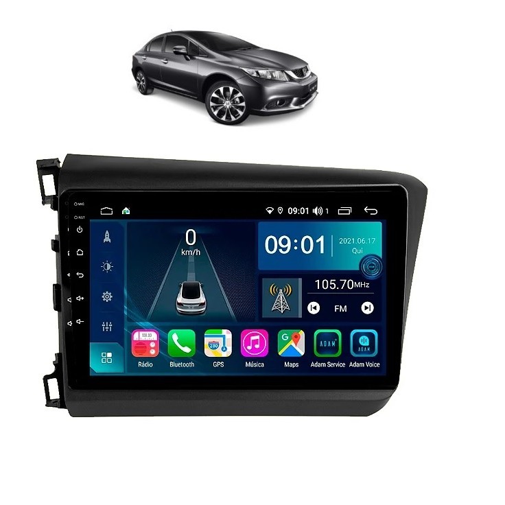 Kit Multimídia Civic LXS LXL LXR G9 15 / 16 9 Pol Android Carplay 2/32GB - ROADSTAR