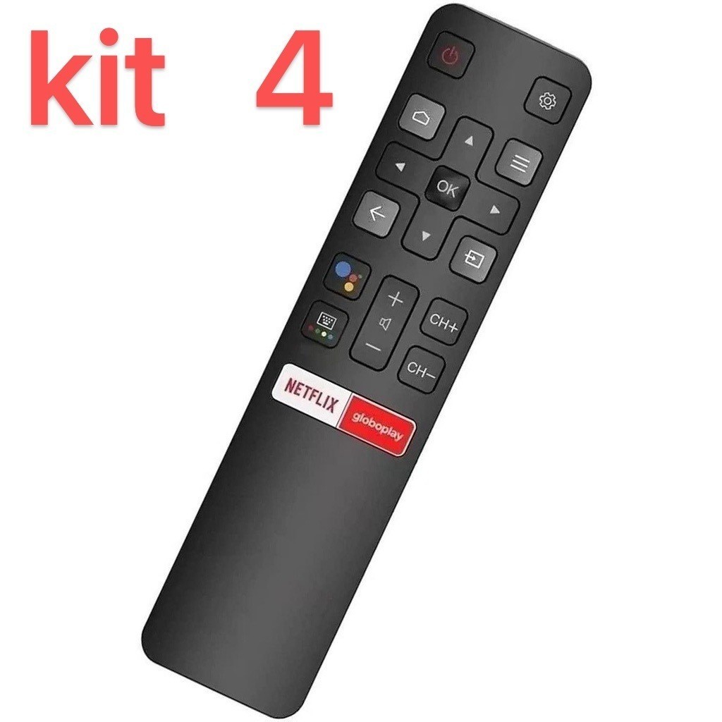 kit 4 Controle Remoto Compatível Smart TV LED TCL 4K FBG7410/Lelong/Sky