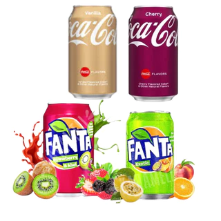 Combo Refrigerante Importado Coca Cola e Fanta 4 Latas