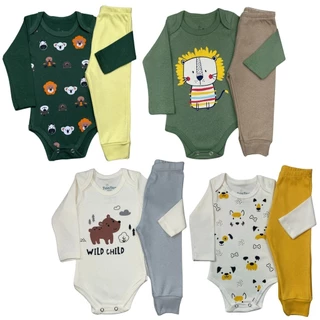 KIT 10 PEÇAS BODY INVERNO MENINO - 5 BODYS E 5 CALÇAS
