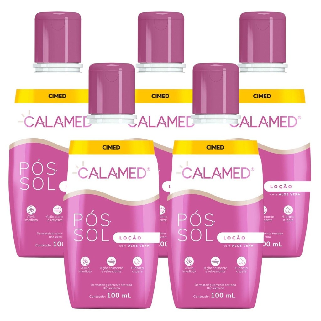 Kit Calamed Loção Pós-Sol Aloe Vera Com 5 Uni De 100ml Cada | Shopee Brasil