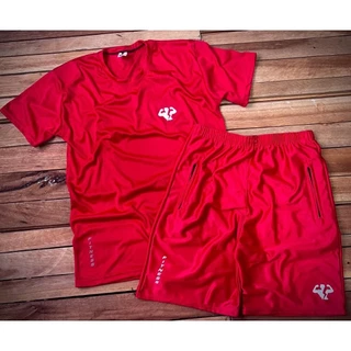 Promoção! Conjunto Masculino Fitness Vermelho - Camisa + Bermuda - Estilo Básico - Pronta Entrega