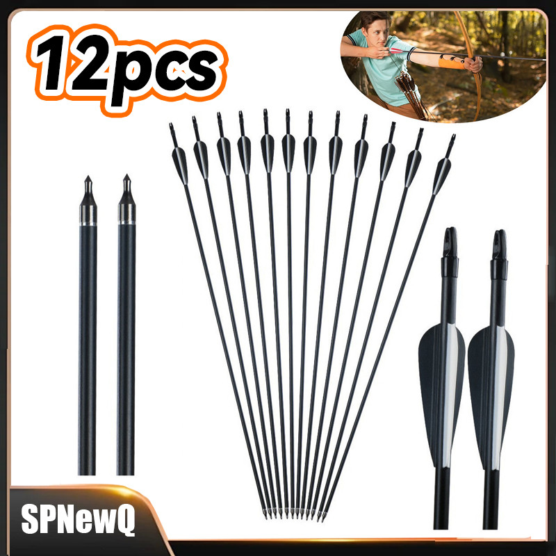 Kit 12 Flechas De Fibra De Vidro Practical Carbon Rotativa