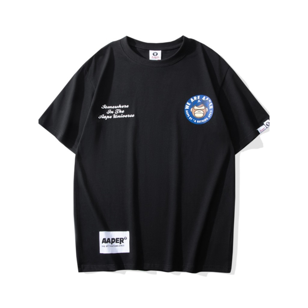 T Trendy Ape Head Ape Head Mickey Cartoon Camiseta Impressa Homens Mulheres Pescoço Redondo Algodão Puro Pescoço Redondo de Verão Manga Curta 0411