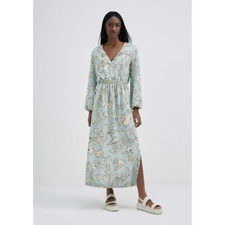 Vestido Midi Evasê Estampado Em Viscose Creponada Hering