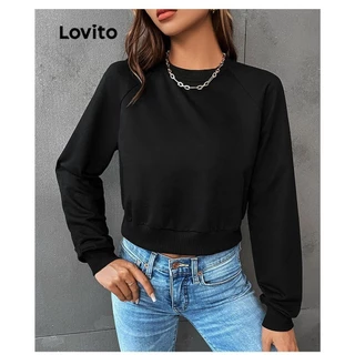 Lovito Moletom básico liso casual para mulheres LNL57301