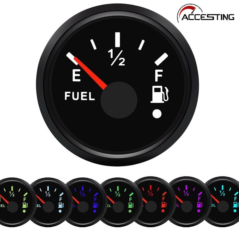 Medidor De Nível De Combustível À Prova D'água Tanque Com Luz De Alarme Para Iate De Camper Marine RV , Faixa De Medição 52mm 0-190Ohm (7 Leds Coloridos)