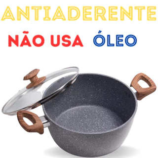Panela Caçarola Antiaderente Grafito Revestimento Cerâmico Premium Tampa Vidro Temperado Não Gruda