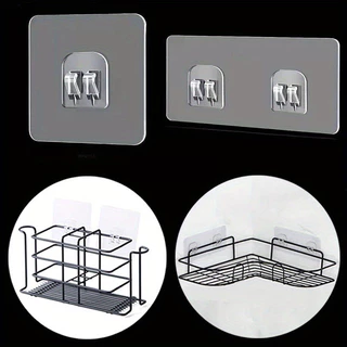 8PCS Ganchos De Pendurar Prateleira Transparentes Parede Rack De Fixação Patch Forte Auto-Adesivo Snap Para Gadgets De Banheiro De Cozinha