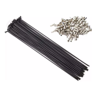 Raio Preto Inox Fino 295mm Bike Aro 700C c/ Niples 36u