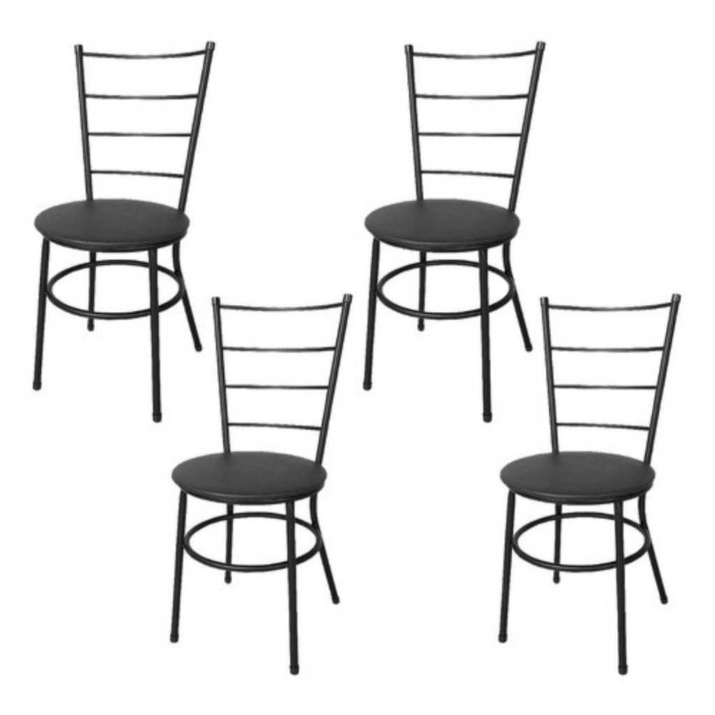Jogo de 4 Cadeiras de Aço Ferro Tubular Para Cozinha Jantar Reforçadas ...