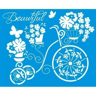 Stencil Litoarte 17 x 21 cm - STM-307 Bicicletas e Cesto De Flores em Oferta na Shopee