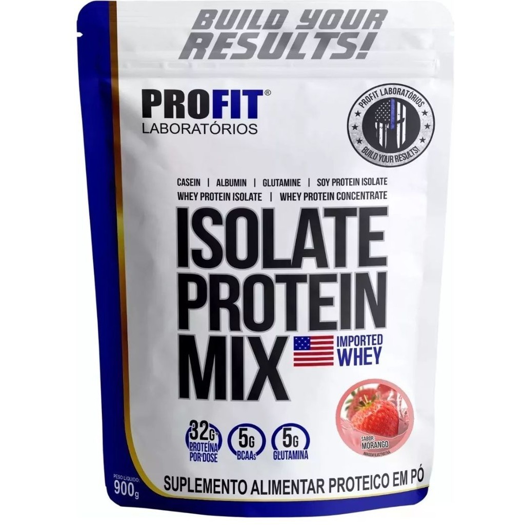 Whey Protein Isolado Mix Refil 900g Profit Sabor Morango
