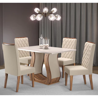 MESA DE JANTAR RETANGULAR SHAROM COM 4 CADEIRAS IZA - CASA GIULIA