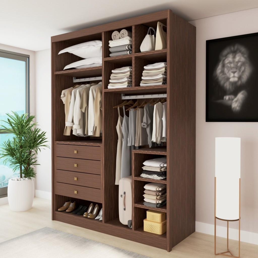 Closet Casal sem Portas 4 Gavetas Bergamo Cacau | Shopee Brasil