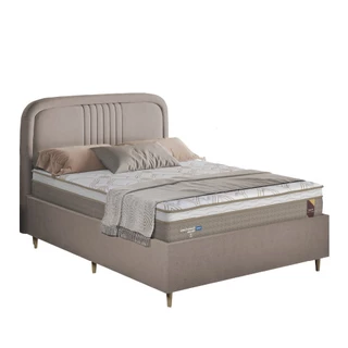 Conjunto Base Cama Box Casal Desmontável e Cabeceira Chicago Suede Mascavo Dobuê