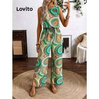 Lovito Macacão Boho Tribal Print Padrão para mulheres LNL68285