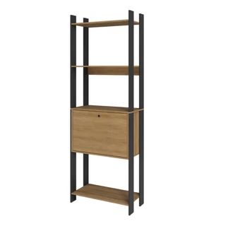 Estante para Livros 1 Porta 5 Prateleiras Estilo Industrial Lâmina Mel/Preto - BRV Móveis