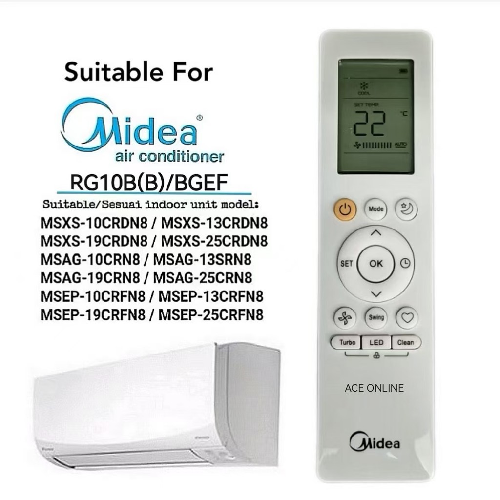 Midea Air Cond Aircond Ar Condicionado OEM Substituição Controle Remoto ...